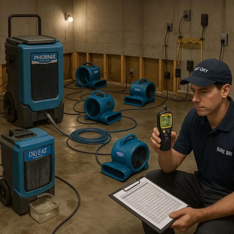 Structural Drying and Dehumidification process in Forestville, OH